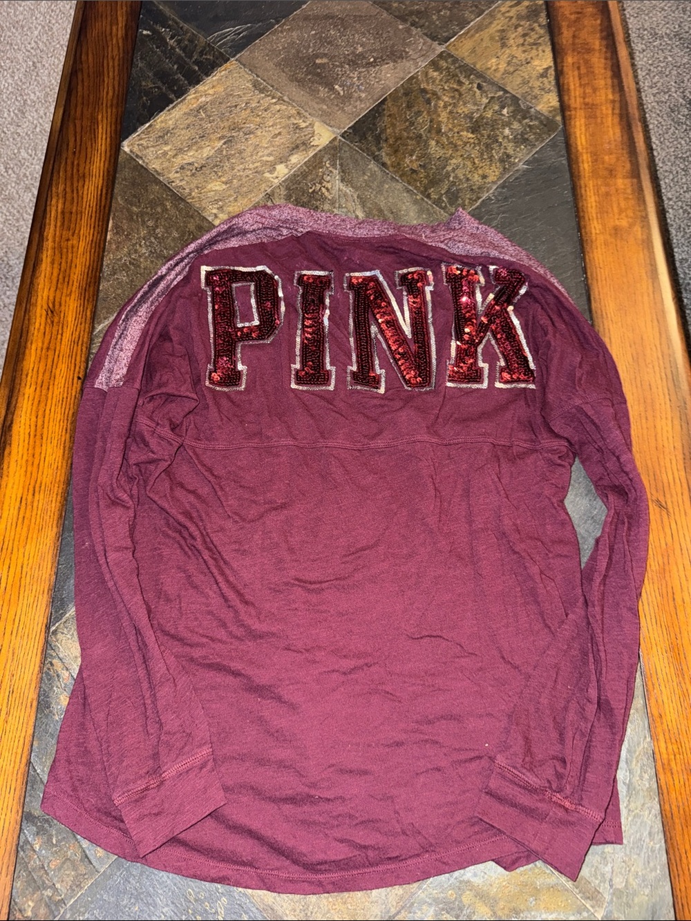 PINK Victoria's Secret Sequin Logo Sweatshirt - Wine